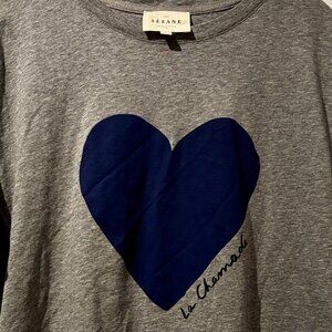 Sezane Gray Tee with Navy Heart